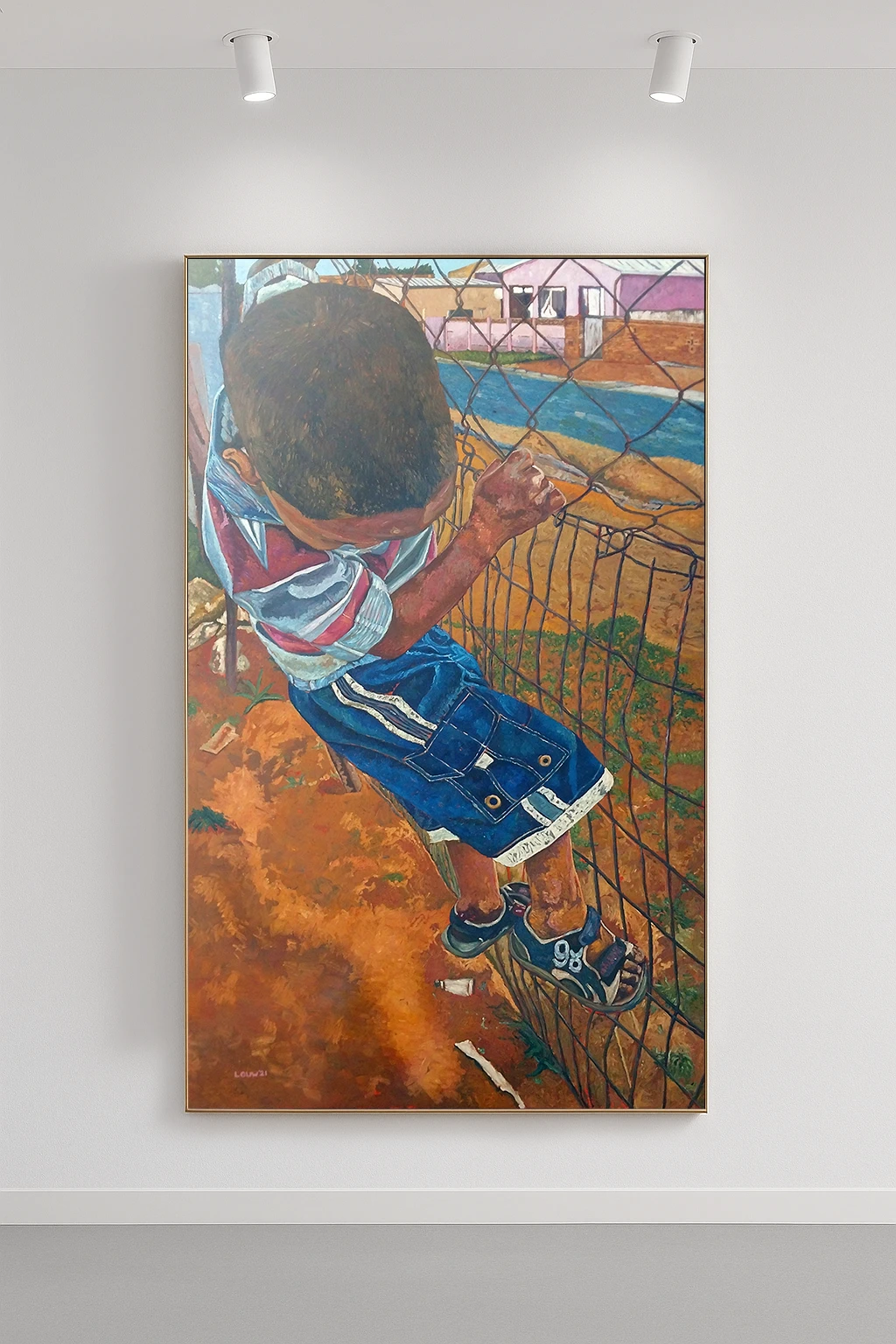 Child climbing a fence captured in an almost sepia feel.