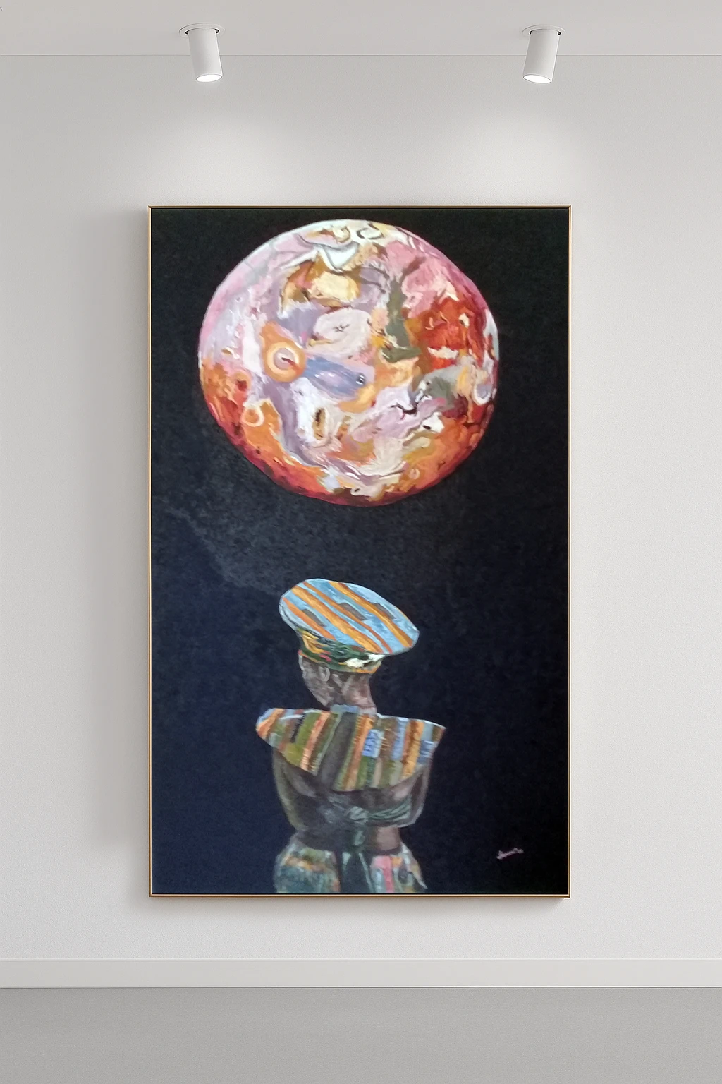 Traditional African woman with Jupiter’s above head.