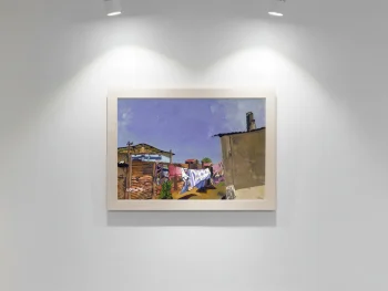 Township backyard vibrant with colour.