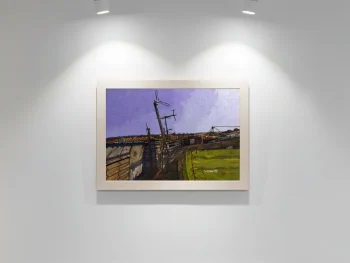 Corrugated iron rooftop with TV antennae in South African township.