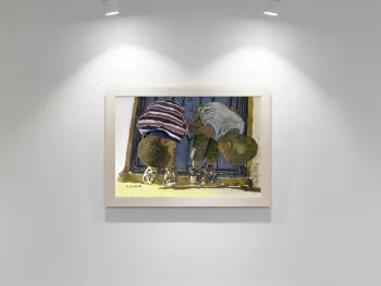 Two boys swinging on burglar bars.