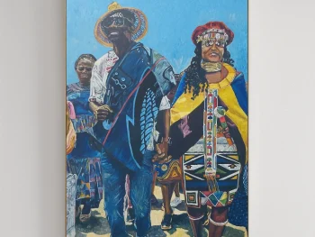 African traditional wedding scene illustrated in luxury township style.